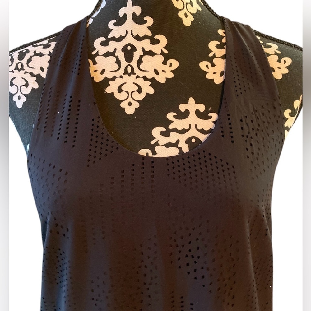 Athleta Laser Cut Perforated Racerback Dress Black Espresso Brown XS Activewear - Picture 2 of 7